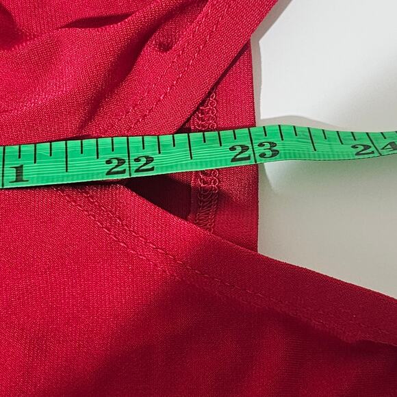 Chicos Red Tie-Front Detail V-Neckline 3/4 Sleeves Draped Silhouette Chic Casual - Picture 8 of 8